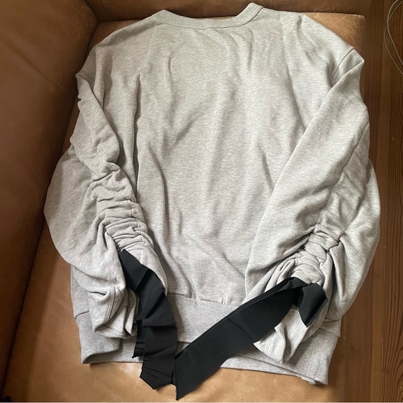 Dries Van Noten Bateau Neckline Sweatshirt with ribbon ties cinched sleeves gray - Picture 5 of 17